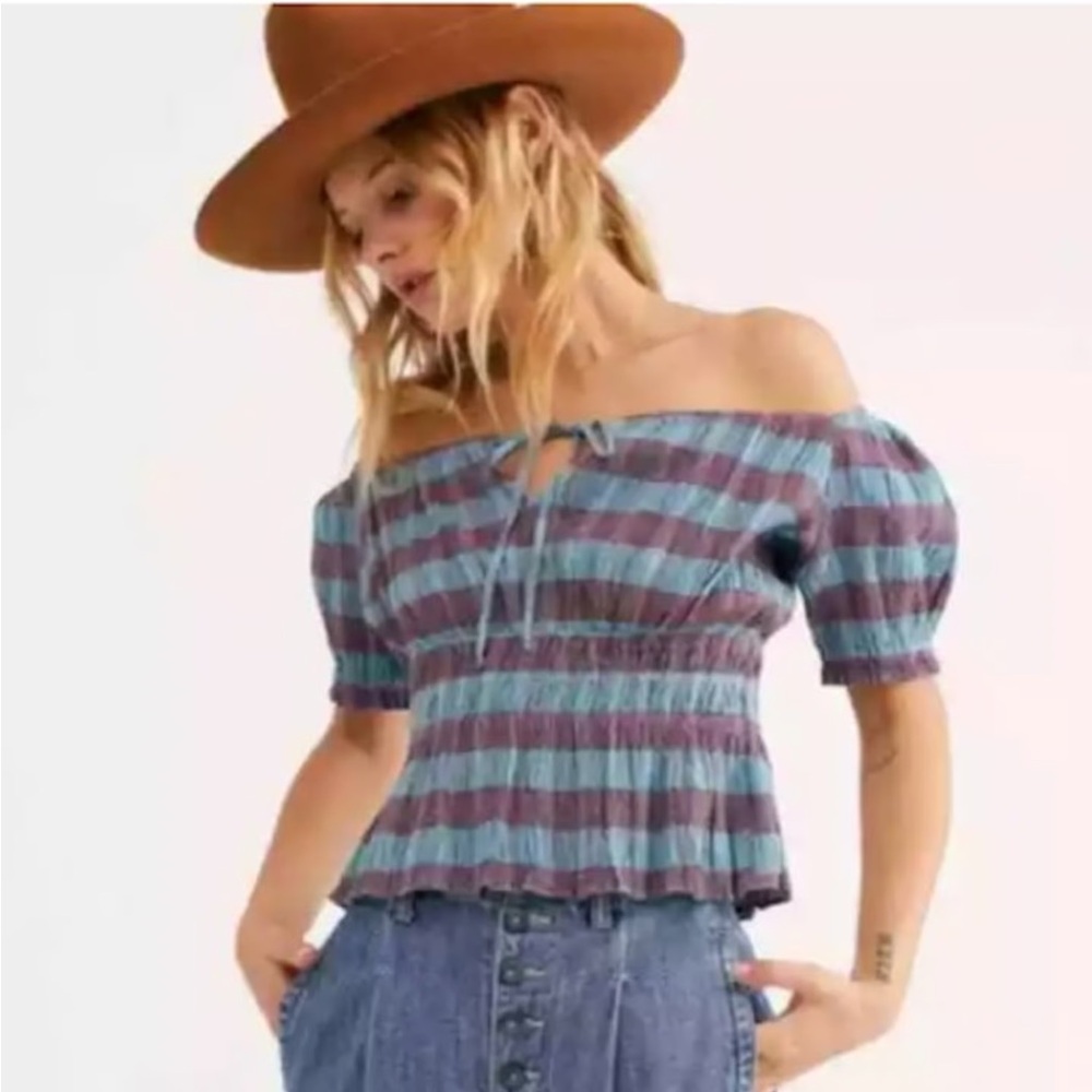 Free People Vivi Smocked Stripe Top